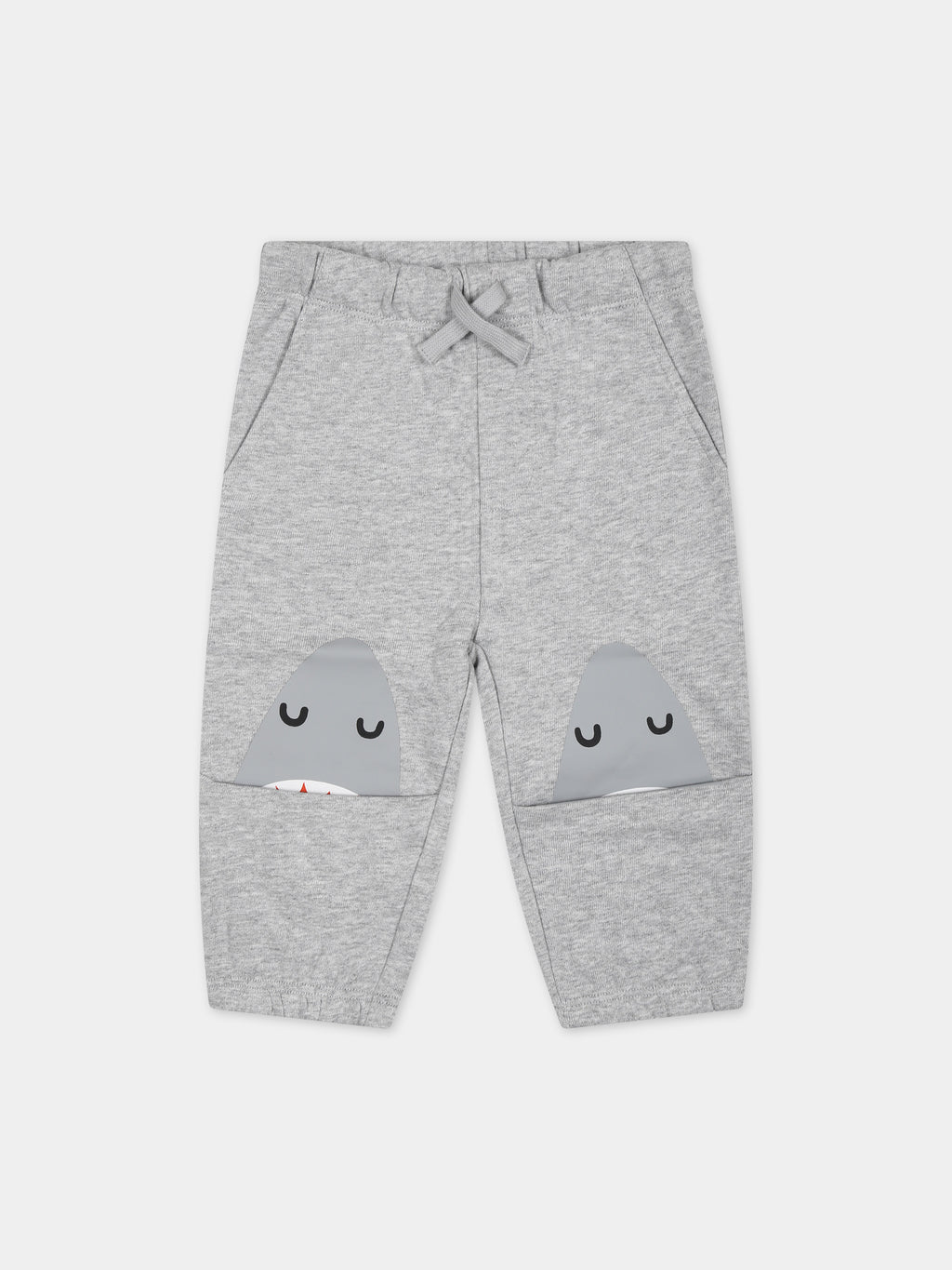 Pantaloni grigi per neonato con stampa pinne di squalo